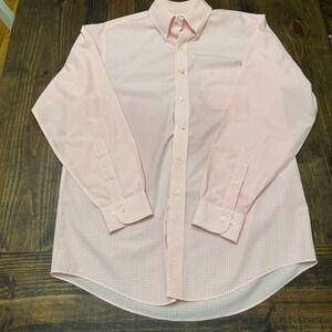Brooks Brothers Mens Pink Gingham Checkered Long Sleeve Polo‎ Shirt, Classic